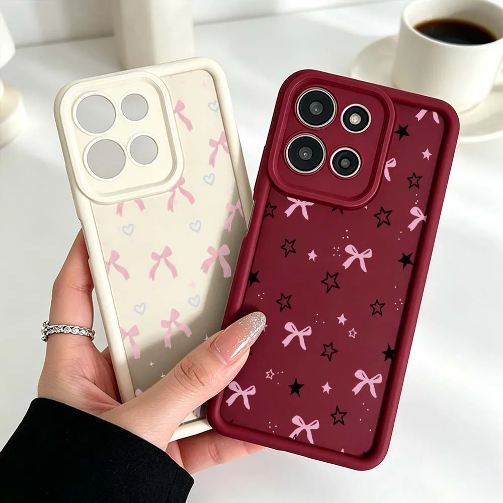 Star Bow Heart Pattern Phone Case Cover with Fusion Eye Ladder Design