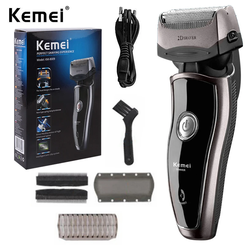 

Kemei Original km-8009 Men's Electric Foil Shaver with 2 Spare Shaver Heads Rechargeable Cordless Shaver