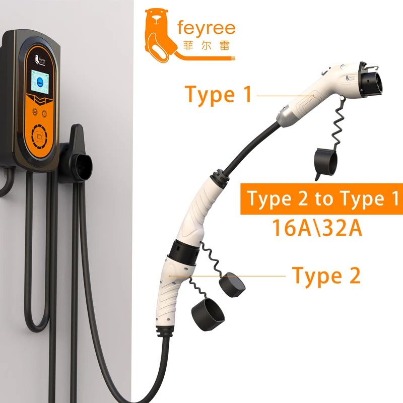 feyree Type 2 to J1772 Type 1 Charging Cable Adapter for EV Charging