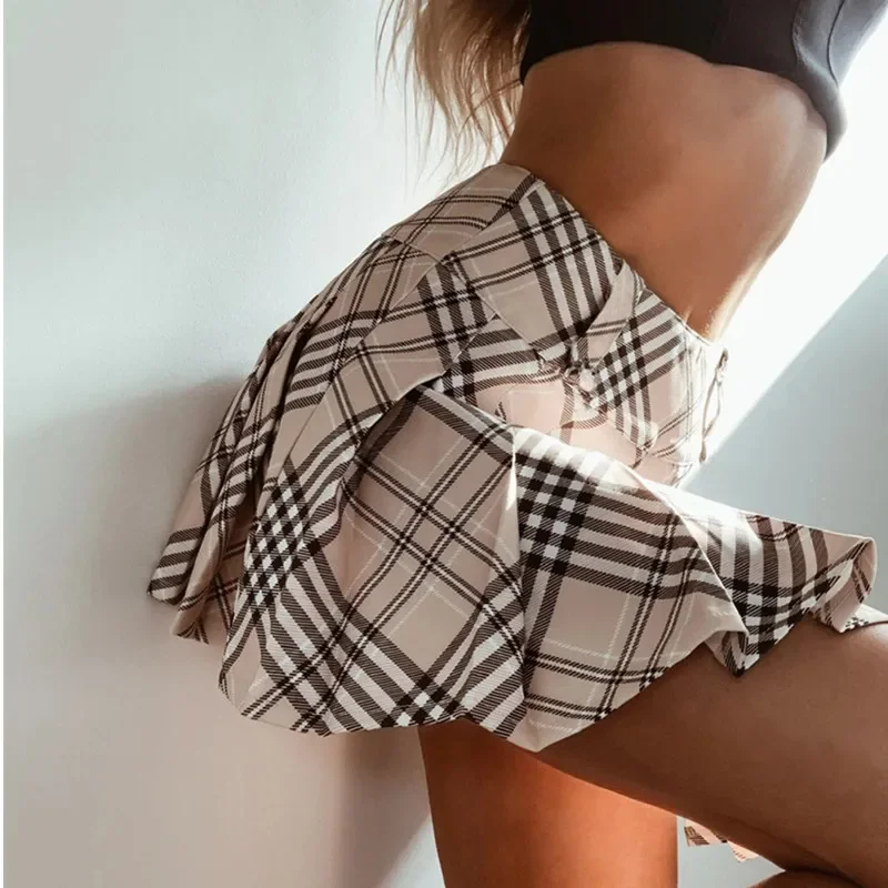 Female Harajuku Sexy Pleated Mini College Skirts Women A-Line High Waist Casual Tennis Skirt Ladies Cute Short Cocktail Clothing