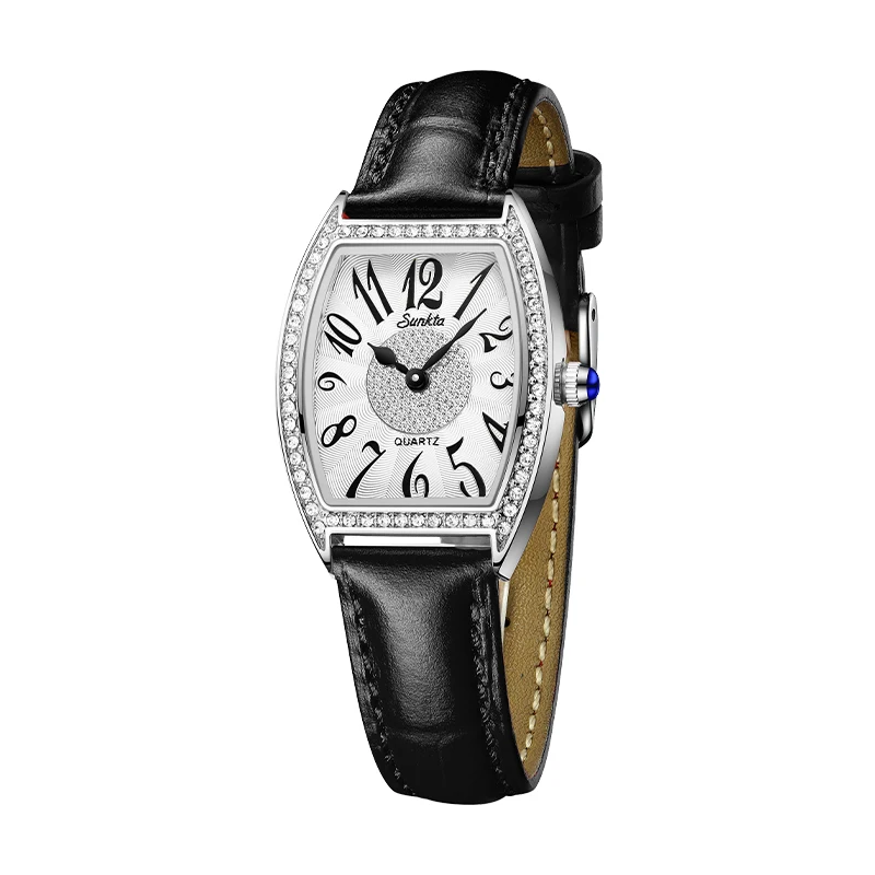 ساعات كوارتز أنيقة من LIGE Sunkta للنساء، حزام جلد...