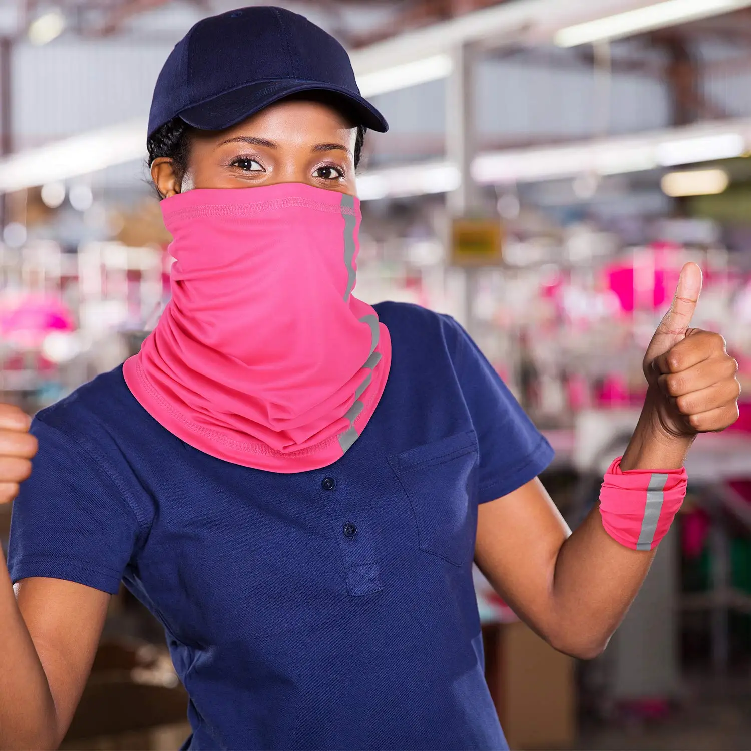 High Visibility Neck Gaiter Reflective Summer Bandana Wind Dust Sun Protection Scarf Multi-purpose Headdress neck gaiter