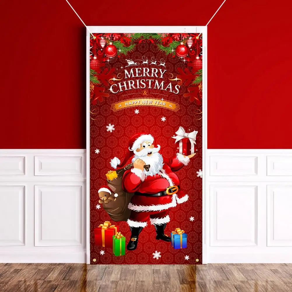 

Holiday Door Cover Festive Wall Hanging Festive Christmas Curtain Reusable Door Cover for Home Decoration Photography Xmas