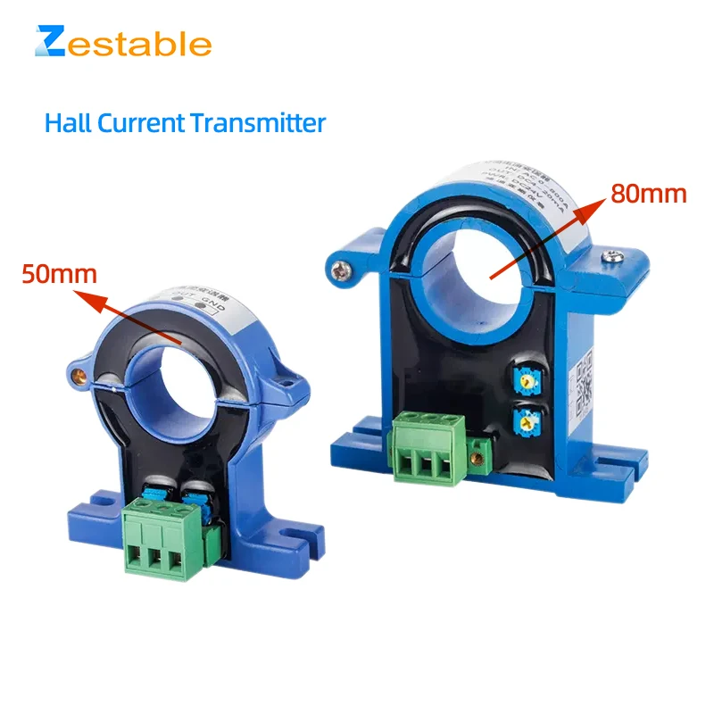 

Hall Current Sensor AC 0-50-1500A Input 4-20mA 0-5V 0-10V RS485 ZA-K7 Output Open Loop Split Core Current Transmitter