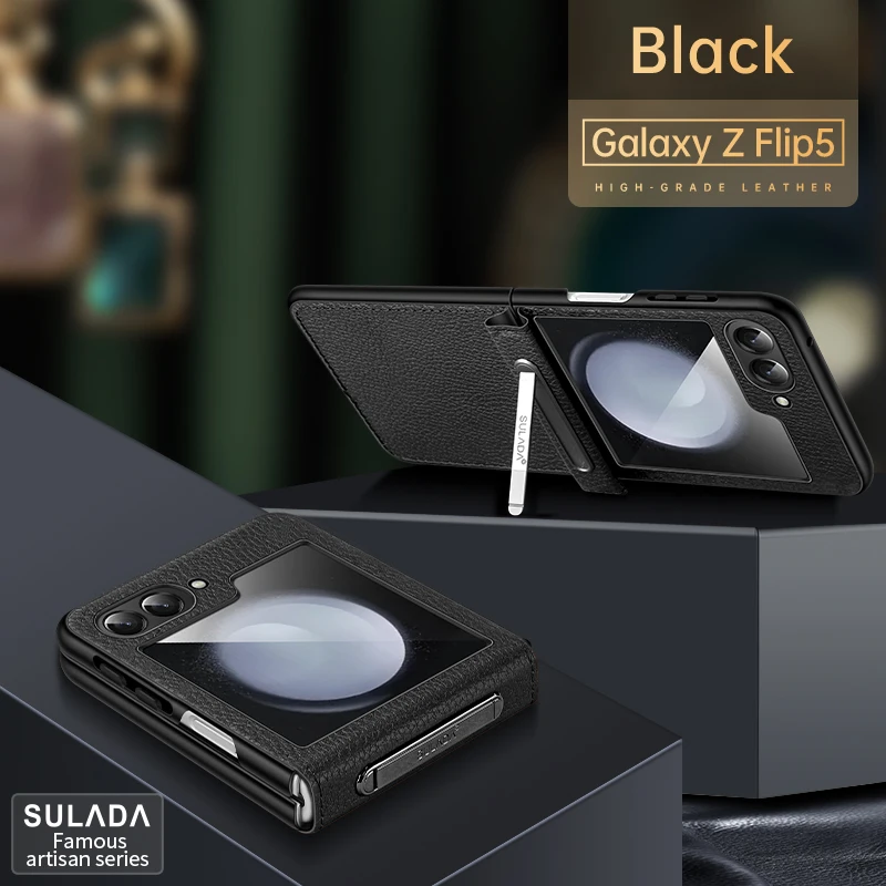 

Чехол-держатель из искусственной кожи для телефона Samsung Galaxy Z Flip 5 4 3 Flip5 Flip4 Flip3 5G жесткий пластиковый противоударный чехол