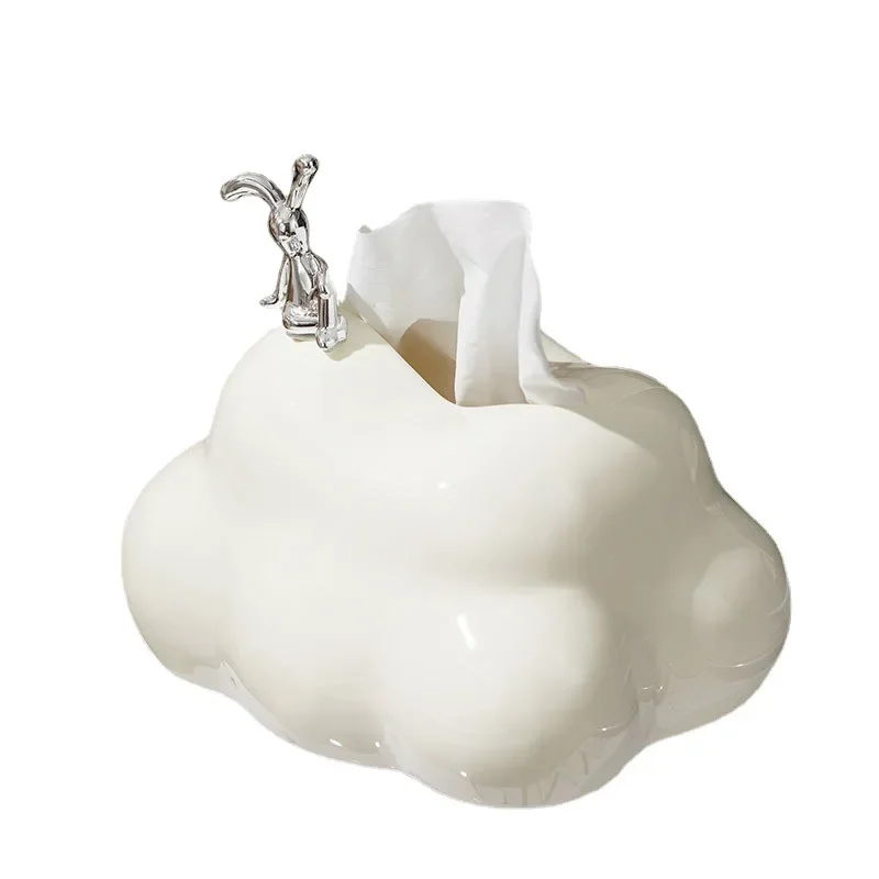

Light Luxury Ceramic Desktopox Household Creative Cloud Pumping Paper Box Toilet Electroplating Tissue Storage Box