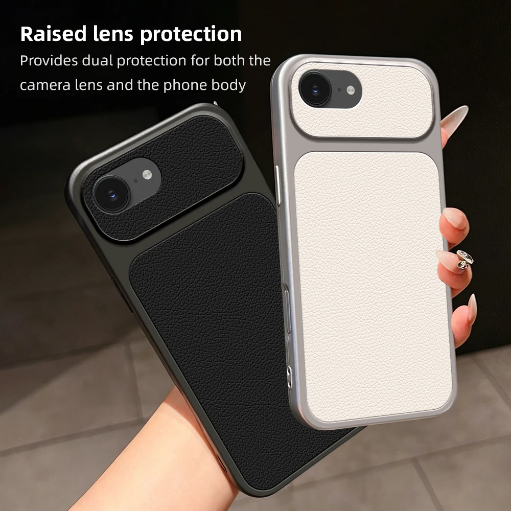 Luxury Leather Matte Back Cover with Lens Protection