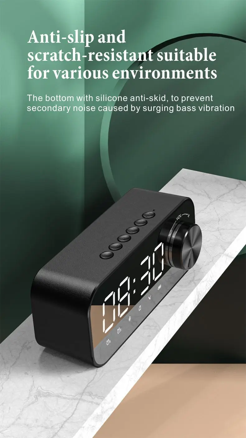 B126 2021 New Wireless BT5.0 Speaker Alarm Clock Digital Display LED Subwoofer Music Player Mini BT Speaker