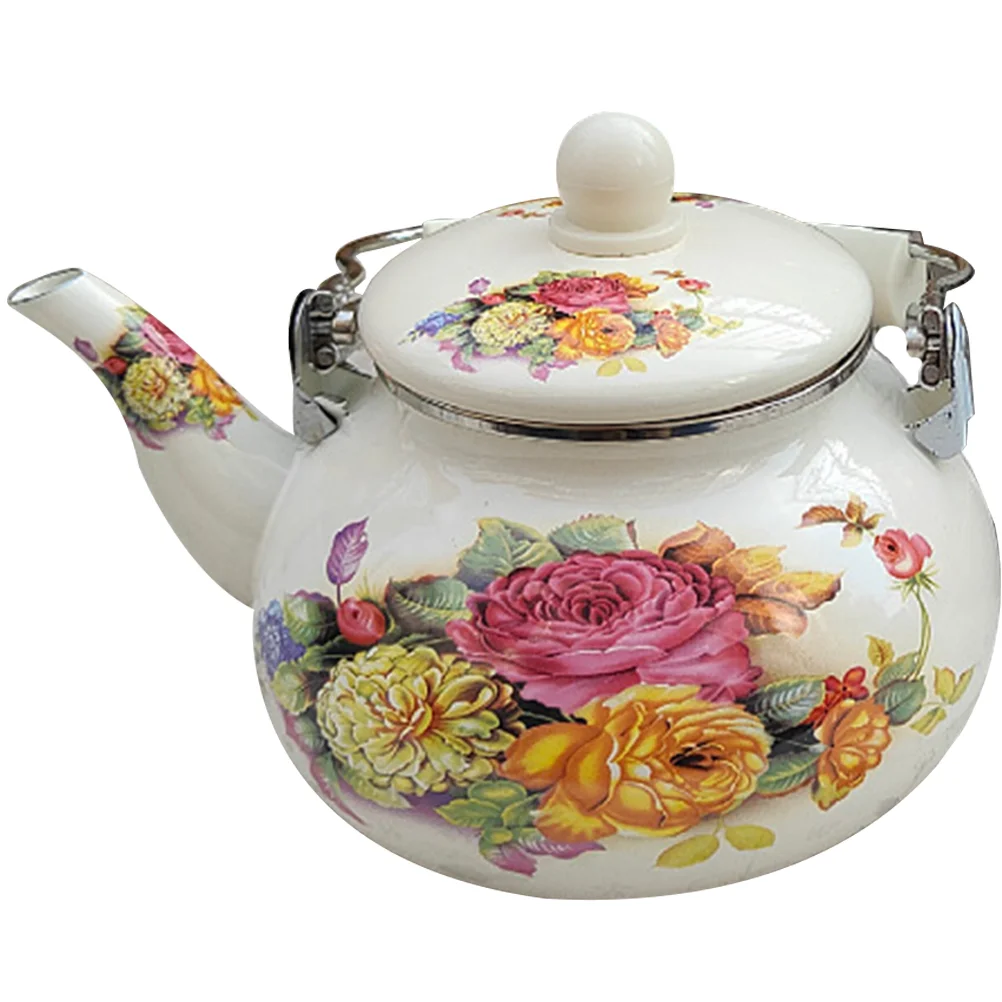 

Loose Leaves Teapot Kettle Office Portable Water Stovetop Enamel Kitchen Teakettle