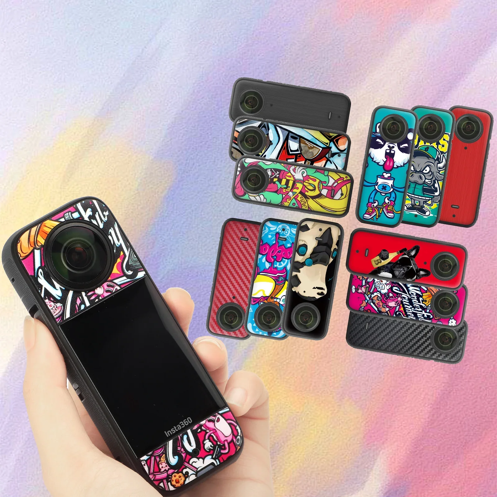 인스타 360 X3 용 PVC 스티커 데칼, 컬러 스티커 보호 필름, 방수 데칼, 탈착식 스킨, 인스타 360 One X3 액세서리