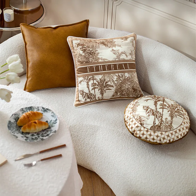 French Jungle Animal Cushion Cover Light Luxury Velvet Pillowcase