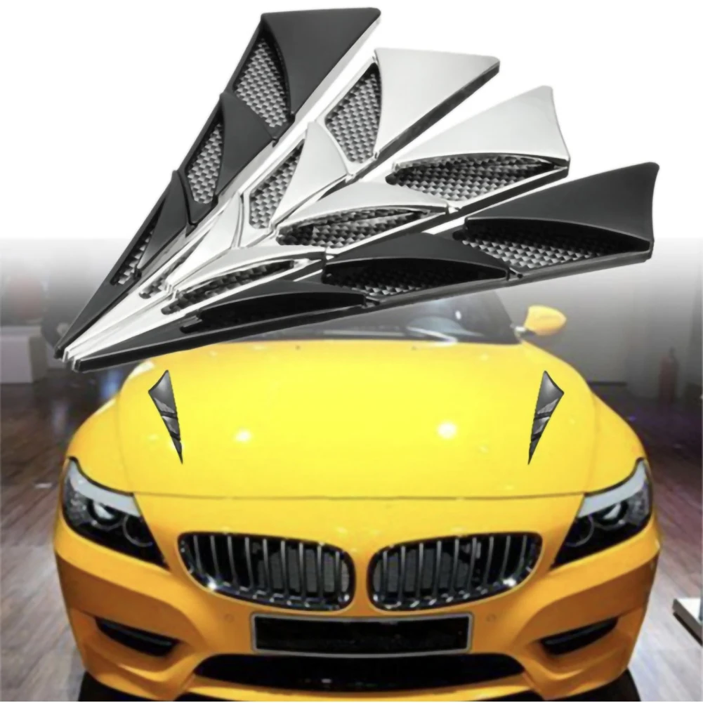 

1Pair Universal Car Hood Simulation Air Vent Car Styling Hood Side Air Outlet Simulation Vent Cover Auto Exterior Decoration