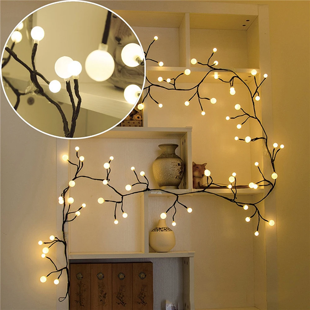 144leds Romantic Fairy Willow Vine Light String Holiday Rattan Twig Garland  Light for New Year Wedding Xmas Valentine's Day Deco - AliExpress