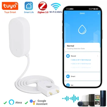 Tuya WiFi ZigBee Water Sensor Leakage Alarm Flood Leak Detector Smart Home APP Remote Control Security Protection Support Alexa 1