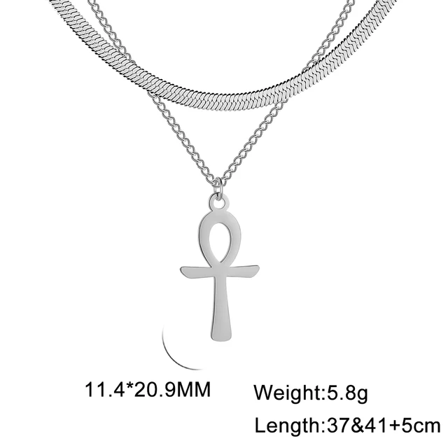 Lucktune collier pharaon égyptien ankh pendentif ankh croce egiziana collier acier inoxydable Ankh croix amulette égyptienne collier en acier inoxydable clé de la vie symbole Crucifix pendentif collier femmes