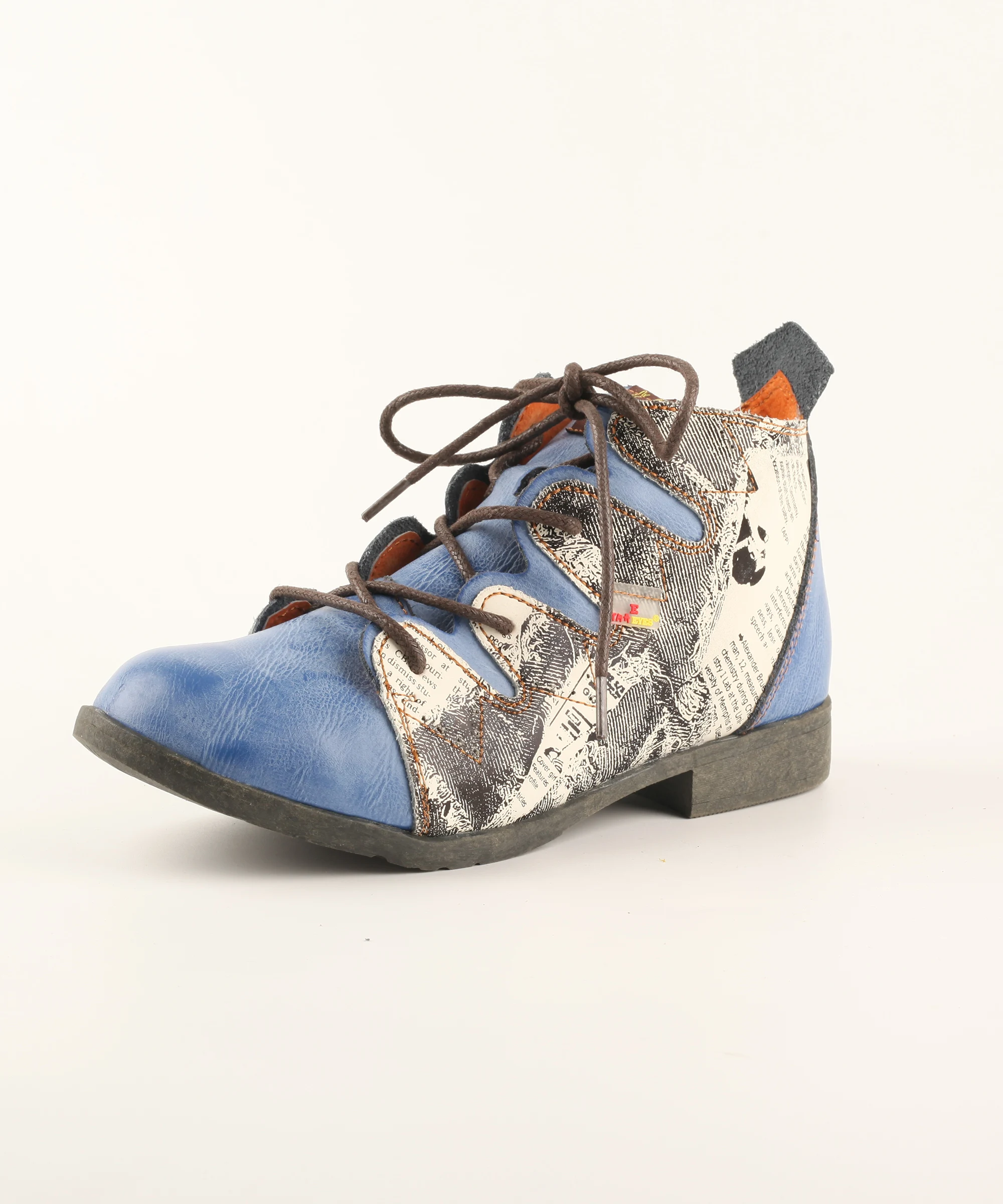 

Женские модные сапоги TMA EYES с газетным принтом и вставками