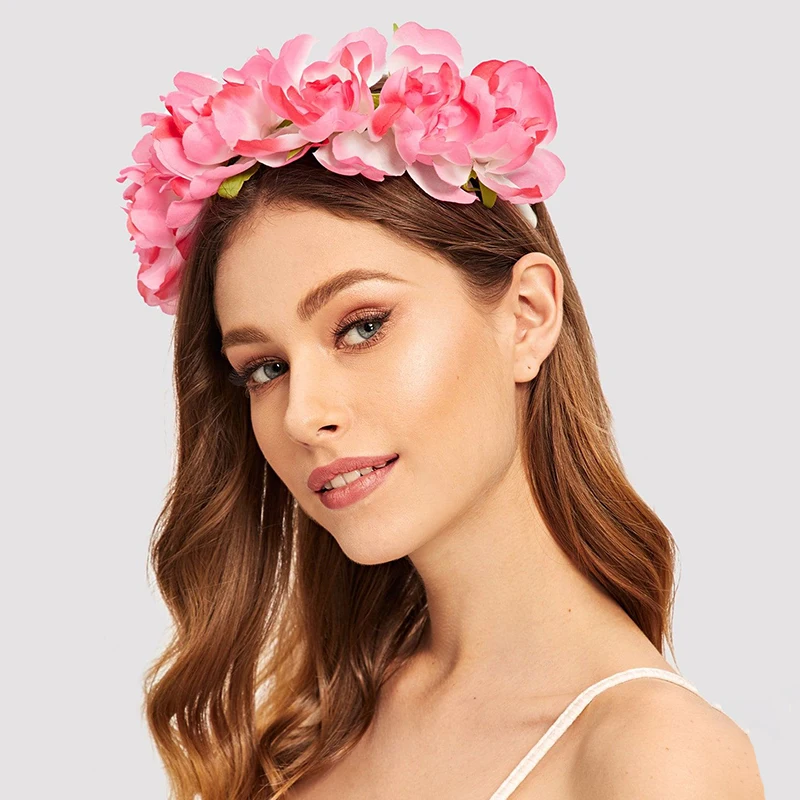 Floral Headband Festival Roses Apparel Black Flower Headband Party