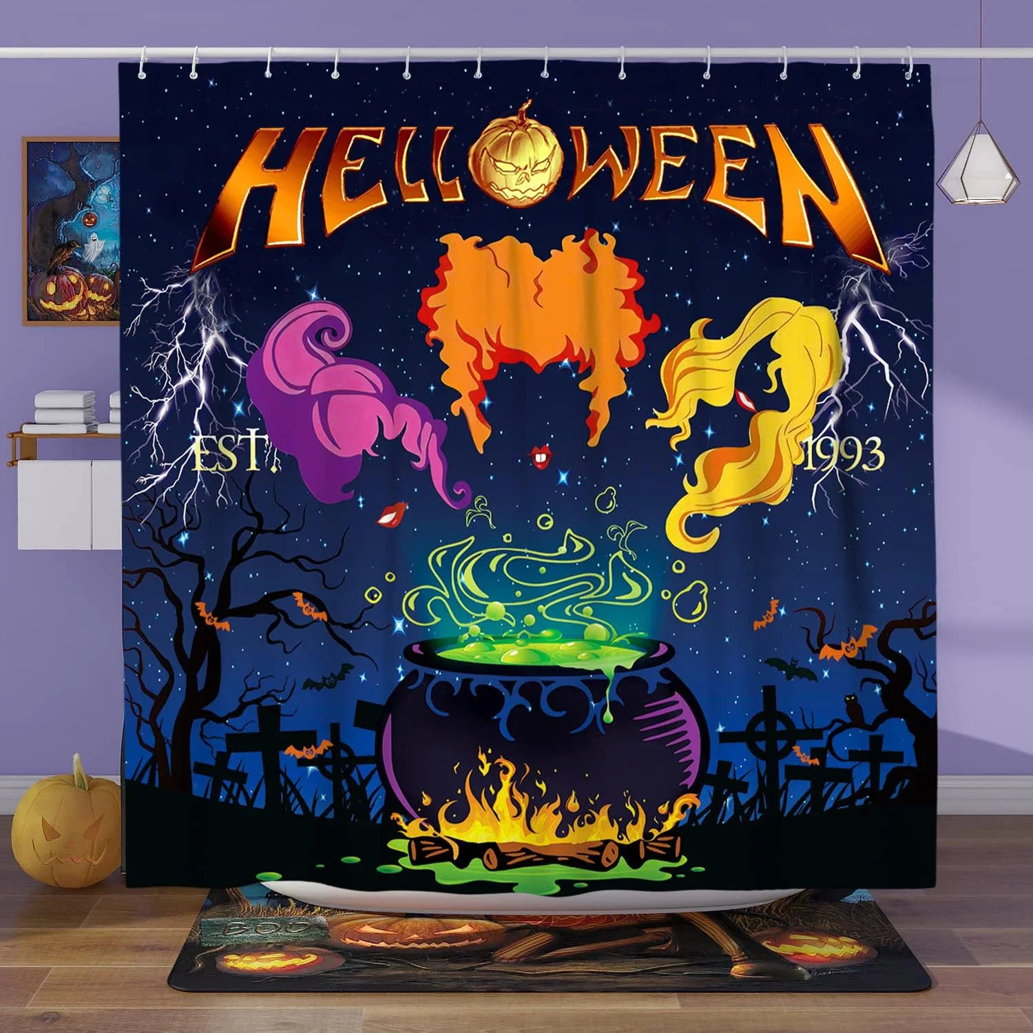 

Занавеска для душа на Хэллоуин, мультяшный креативный Забавный ужас, домашняя полиэфирная ткань, интерьерное украшение, счастливый фотоподарок, декор для ванной комнаты