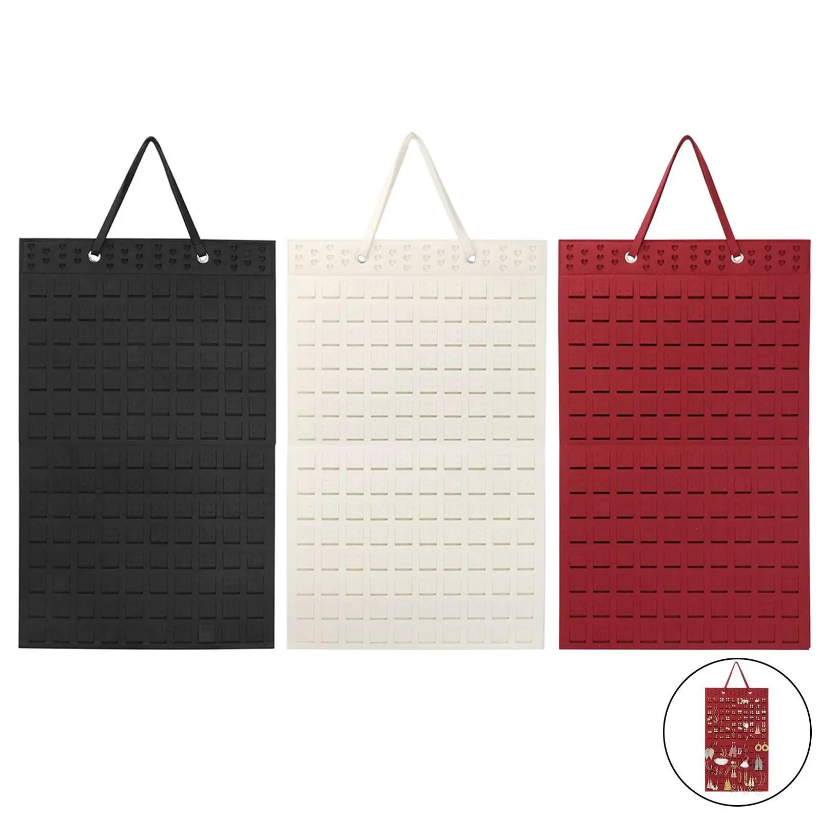 Almacenamiento para colgar pendientes, collar, anillo, organizador de joyas, bolsas fieltro para armario, gran soporte suave, Material Displa E4Y6 -