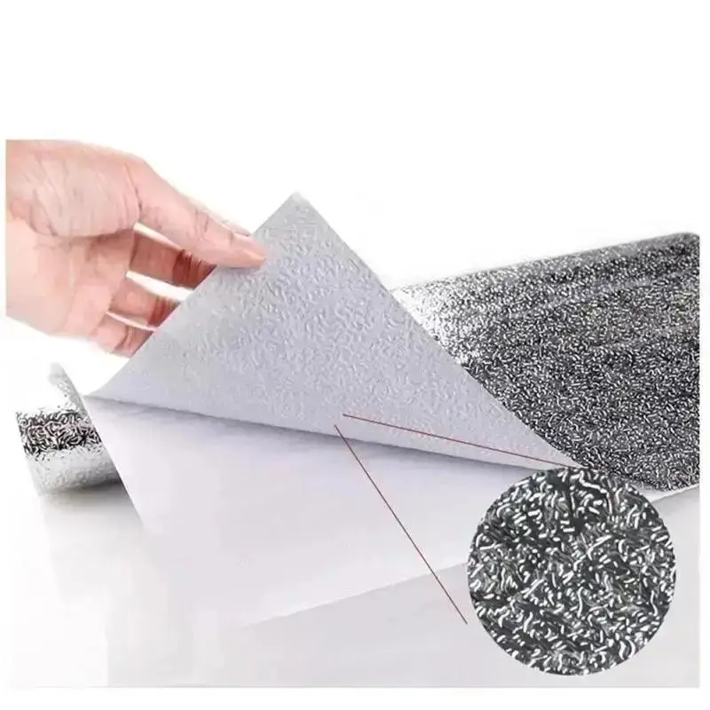 40*100CM Kitchen Oil-proof Aluminum Foil Sticker Wall Desk Floor Waterproof DIY Home Furniture Decorate Foil Style Wallpaper