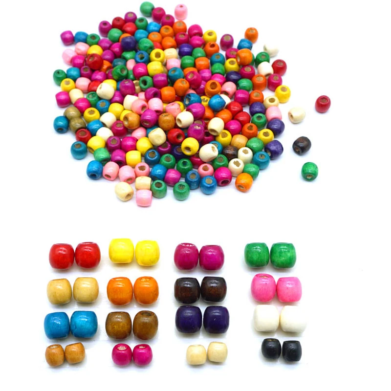 660-1800pcs 12mm 17mm 다채로운 라운드 목조 비즈 보석 만들기 귀걸이 의류 장식 보헤미안 헤어 위브 액세서리