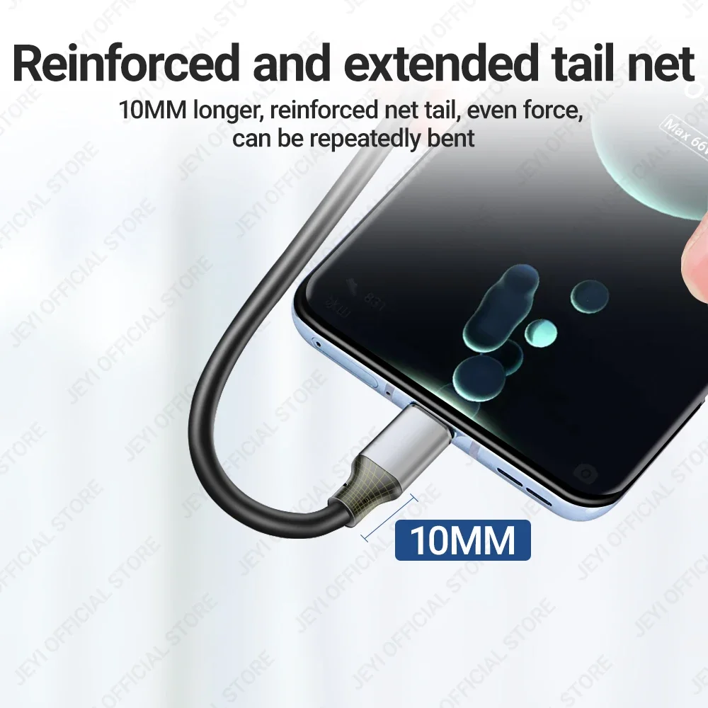 JEYI USB A to C타입 케이블 고속 충전 10Gbps 충전기 코드 아이폰 15 14 13 12 11 화웨이 P40 P30 리얼미 삼성 보조배터리용