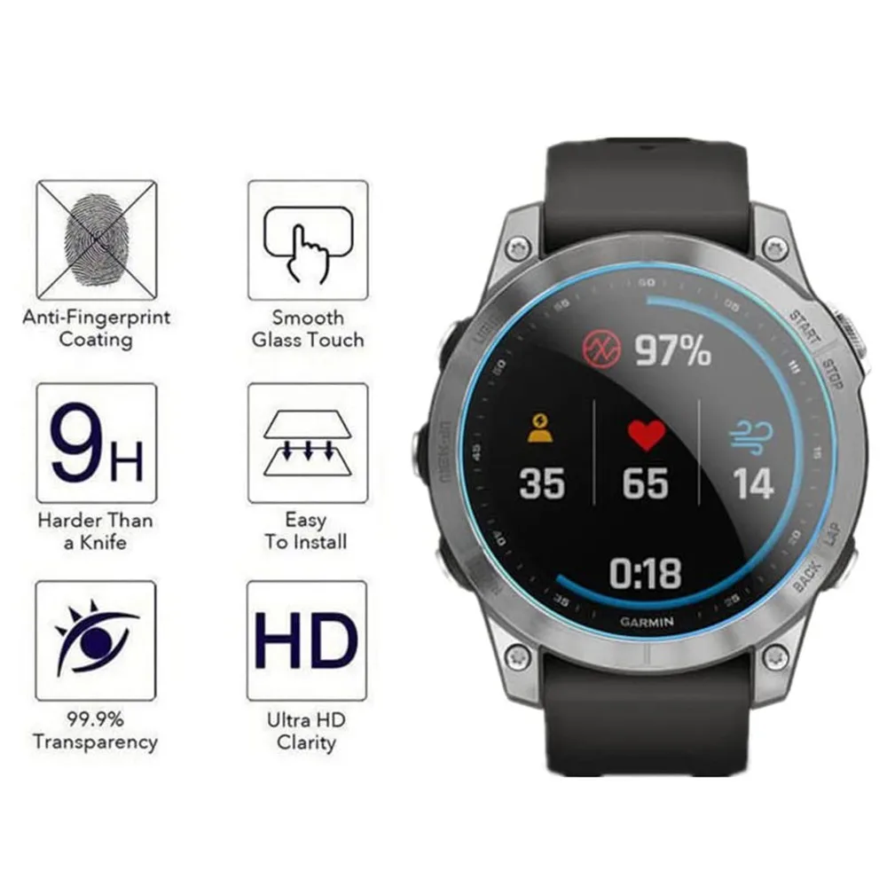Garmin Fenix ??7 7S 7X 6 6S 6X Pro 5S 5 용 9H 프리미엄 강화 유리 Fenix ??8 7S 7X 유리 용 SmartWatch 화면 보호기 HD 필름
