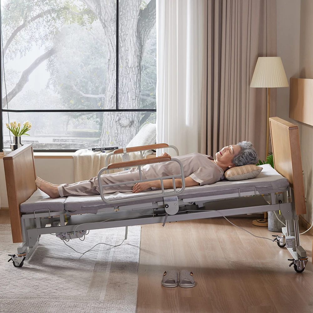 Tecforcare electric rotating bed for elderly care products electric hospital bed for home medical nursing wood home care bed