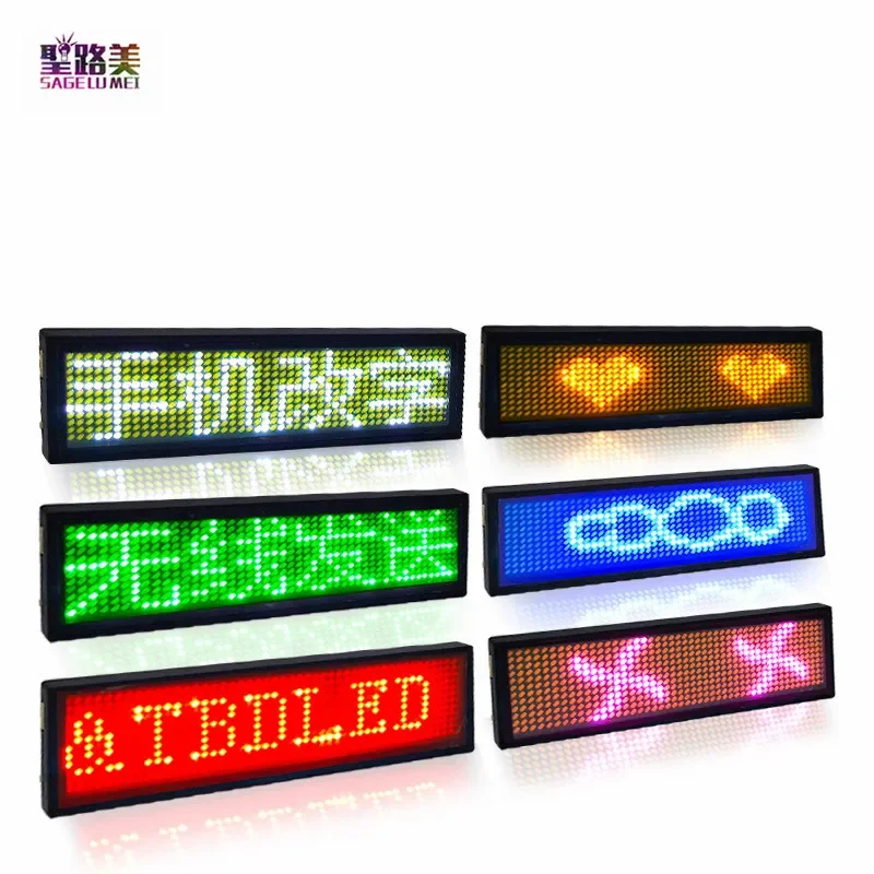 Rechargeable Bluetooth Digital LED Badge DIY Programmable Scrolling Message Mini LED Name Tag 15 Display Languages Badge Module p5 ultra thin led sign full color display board wifi remote control programmable scrolling message display screen panel 82cm