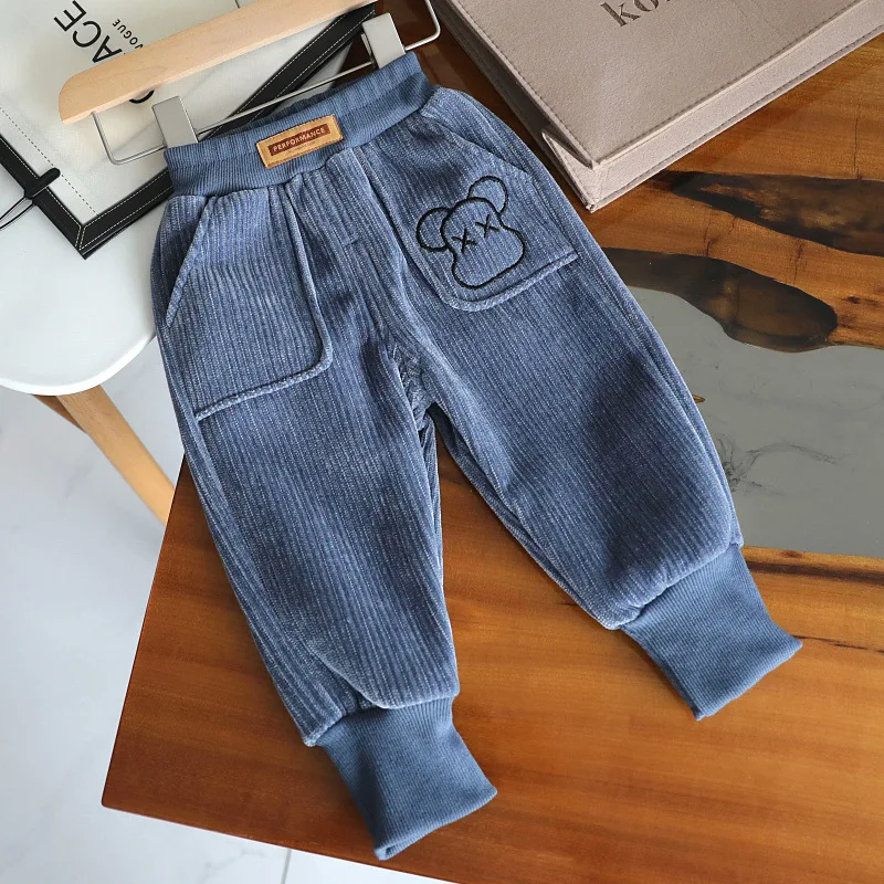 Autumn and Winter Baby's New Pants Boys and Girls' Plush Casual Pants Children's Warm Thickened
