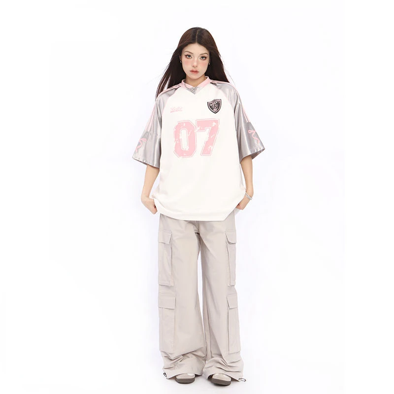 Women's Oversized T-Shirt - Short Sleeve Basic Tee, Loose Fit, Ro-Dark-Pink, Large