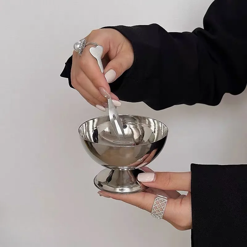 Ice Cream Stainless Steel Cup | Salad Dessert Bowl for Milkshake Snack, Fruit Yogurt Cake Dish for Home & Party Convenient