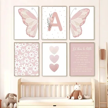Pink Butterfly Nursery Wall Art 1