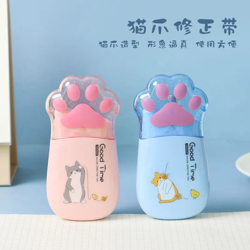 고양이 발톱 휴대용 수정 테이프, Kawaii 화이트 아웃 교정기 프로모션 선물 문구 학생 학교 사무실 공급, 2 개