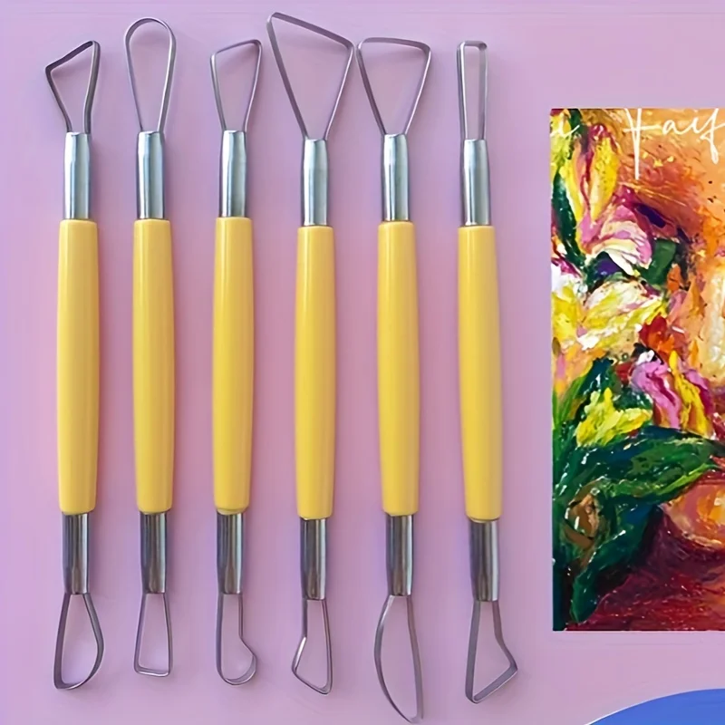 Stone-plastic clay tools 6-piece plastic scraper Pottery polymer clay flat wire knife Plasticine DIY carving knife polymer clay tools pottery tools clay sculpting tools pottery sculpting tools clay craft tool