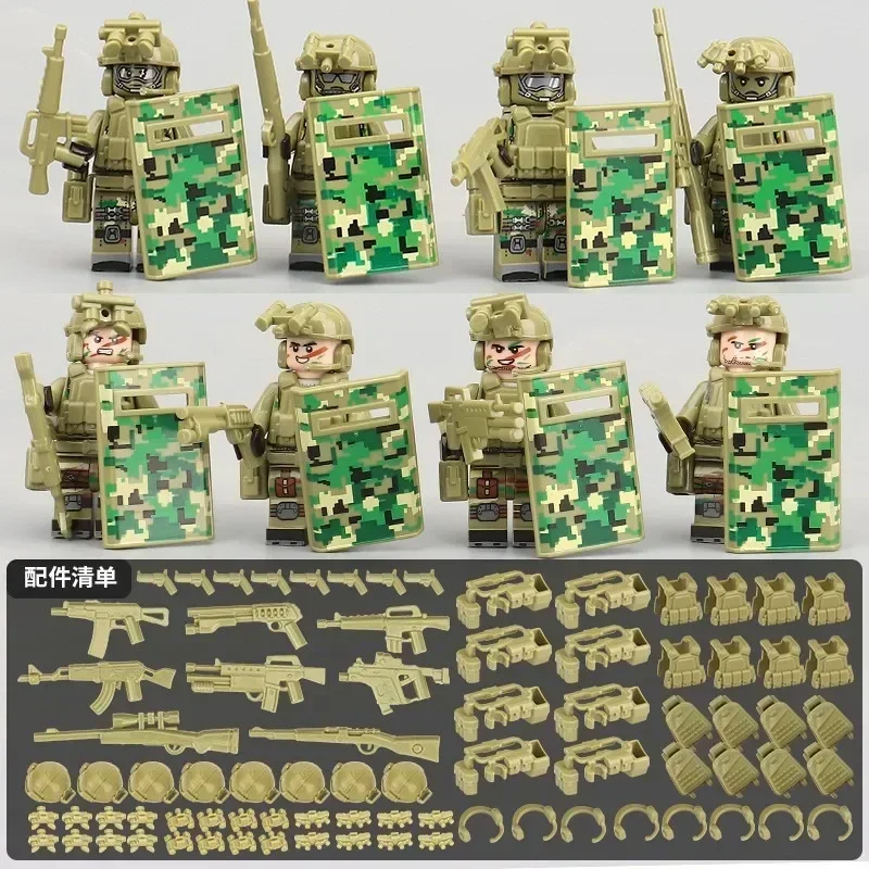 Compatible Lego Building Block Military Minifigures Police Ghost Special Forces Children Puzzle Toy
