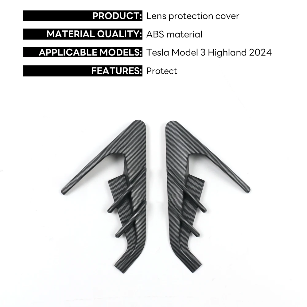 2pcs Side Camera Cover for Tesla New Model 3 Highland 2024 Leaf Board Camera Pro