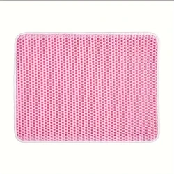 Large Cat Litter Mat with Advanced Honeycomb Design - Waterproof, Easy to Clean, Scatter Control - S-40x50cm (Pink)