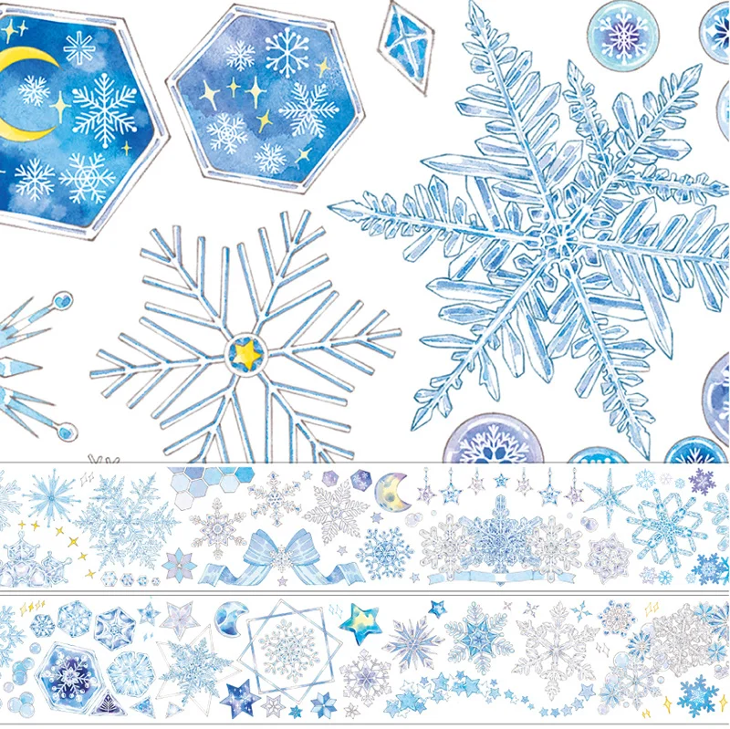 

Blue Snowflake PET Washi Tape Decorative Sticker Winter Landscape