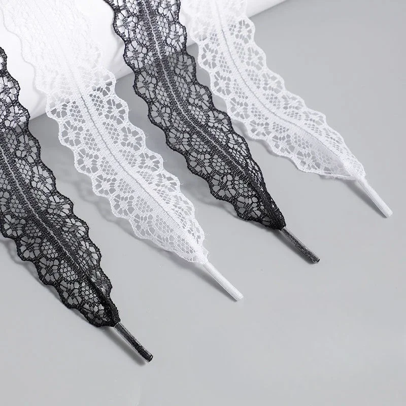 Hot Sale Lace Shoelaces for Women Casual Shoes 2.9CM Width Flat Shoelace for Sneakers Black White Shoe Laces Accessorices 1 Hot Sale Lace Shoelaces for Women Casual Shoes 2.9CM Width Flat Shoelace for Sneakers Black White Shoe Laces Accessorices 1