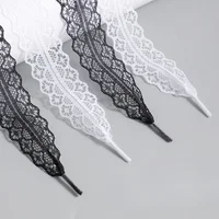 Offre spéciale lacets en dentelle pour femmes chaussures décontractées 2.9CM de largeur lacet plat pour baskets noir blanc lacets de chaussures accessoires 1