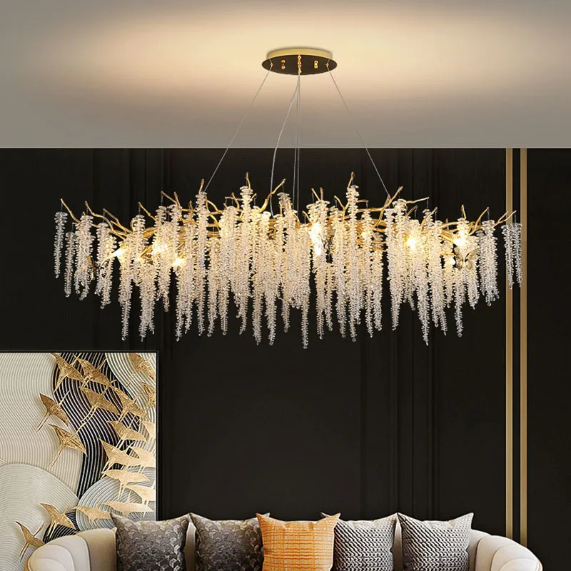 Modern Gold Branch G9 Led Chandelier Lighting Living Dining Room Pendant Light Home Decor Bedroom Crystal Hanging Lamp Luminaire