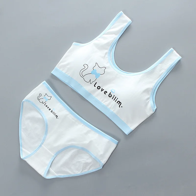 Girls' Bra Underwear Set Cotton Tank Top Children's Bra Summer Breathable  and Comfortable Girls' Underwear Set
