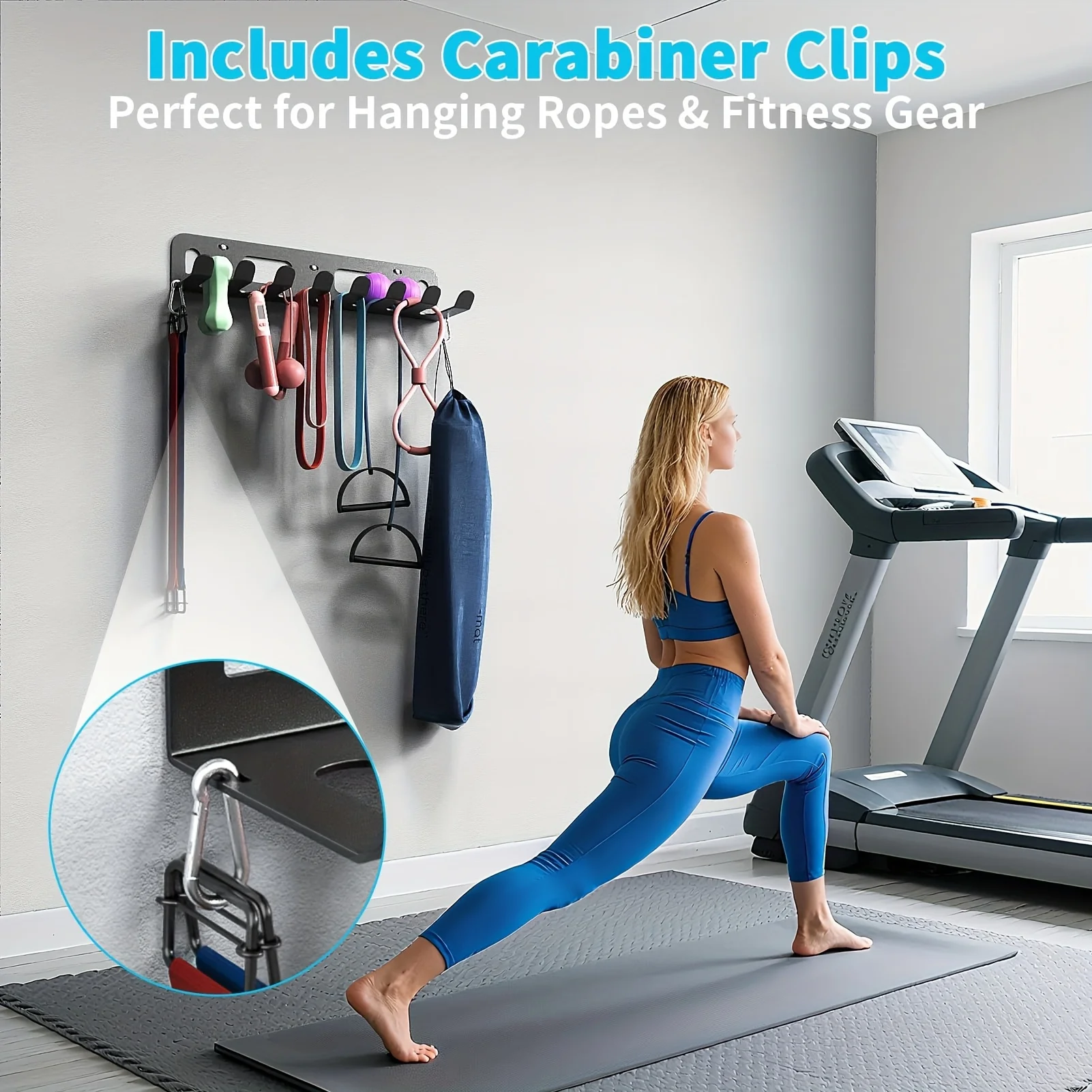 Multi Hook Wall Mount Fitness Storage Rack Heavy Holder Home Gym Organizer for Dumbbells Resistance Bands Workout Accessories