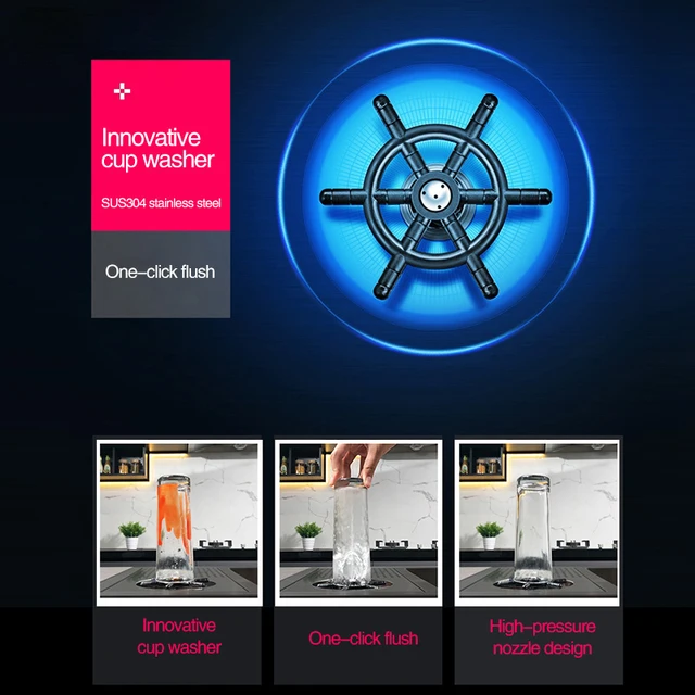 ASRAS นาโนเมตรถ้วย Rinser อ่างล้างจาน304สแตนเลส4Mm ความหนา Handmade อ่างล้างจานแรงดันสูงถ้วยเครื่องซักผ้าอ่างล้างจาน 4