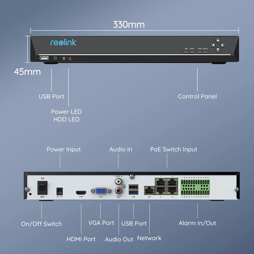 Reolink 36CH 12MP sistema di telecamere di sicurezza Audio a 2 vie 4K NVR per telecamera IP 5MP/8MP 24/7 sistema di sorveglianza di registrazione Video NVS36