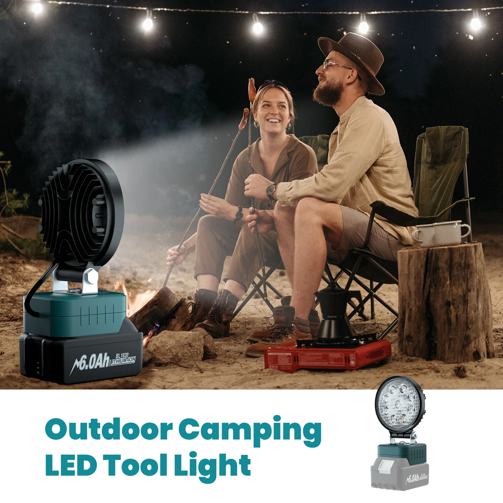 Bosch/Dewalt/Milwaukee/Makita 18V 배터리용 18V LED 작업 조명, 방수, 작업장 휴대용 LED, 180 °   회전, 슈퍼 브라이트