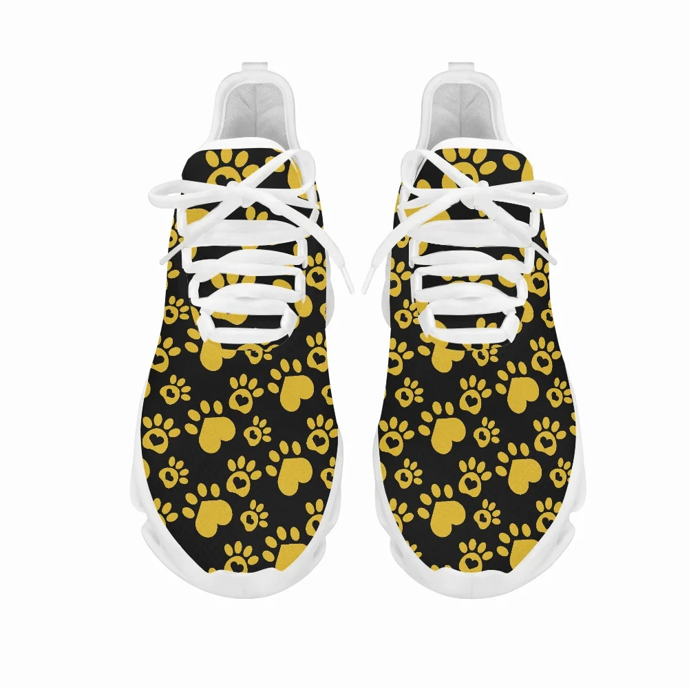 

HOMDOW Brand Design Women Sneakers White Casual shoes Cartoon animal footprints Print Light Lace-up Flats Footwear