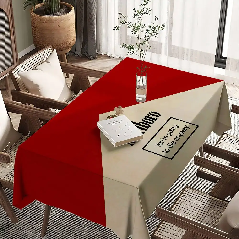 Retro M-Marlboro Pattern Tablecloths Summer Washable Picnic Party Rectangle Table Cover Home Dining Decor 3