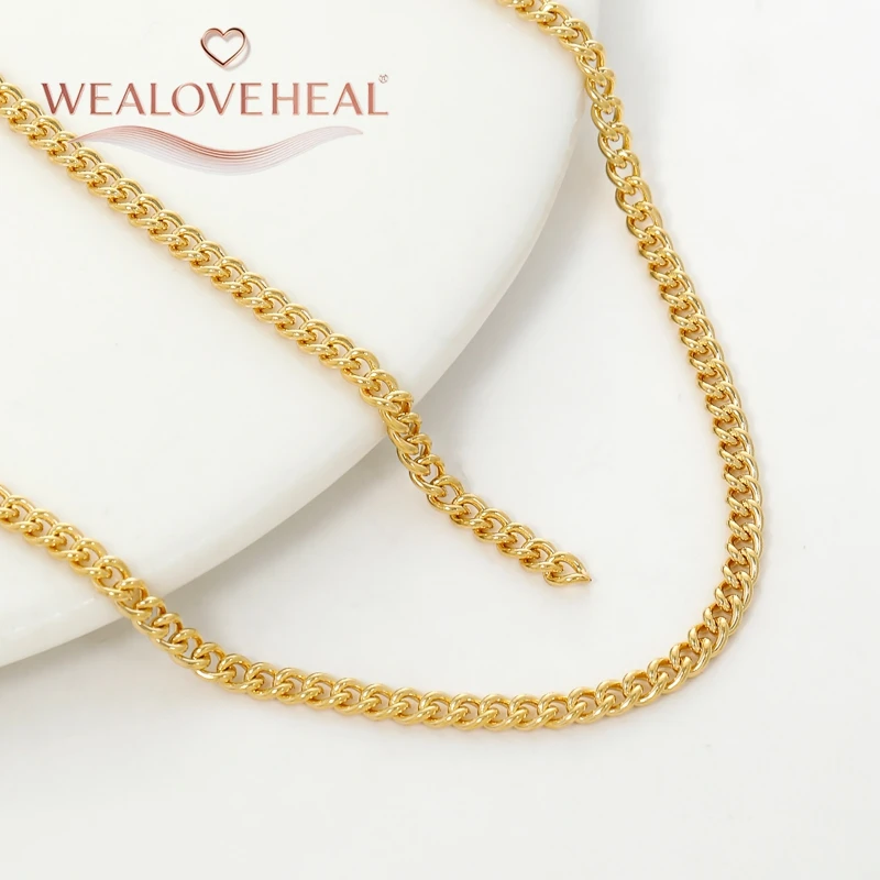 3 mm 18 Karat vergoldete Messing-Metallketten, große Kette für DIY-Schmuckzubehör, handgefertigte Materialien für die Herstellung von Halsketten – Detail 17